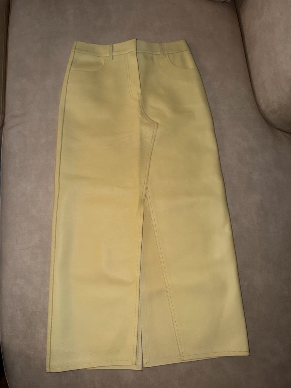 Givenchy Yellow Leather Midi Skirt